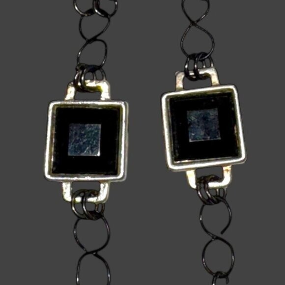 Mixed Media Crystal Skull Pendant VNTG Art-Deco Black Onyx & Silver Metalwork - Picture 9 of 14